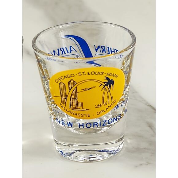 Southern Airways Airline Shot Glass 21th 25th Anniversary 70s x3 New Vintage - Picture 9 of 15